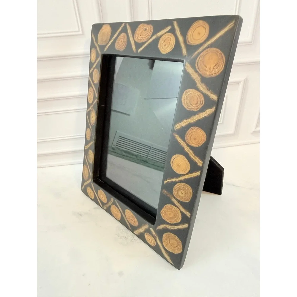 Solid Wood Frame Geometric Inlaid Border 4.5X6.5 Photo